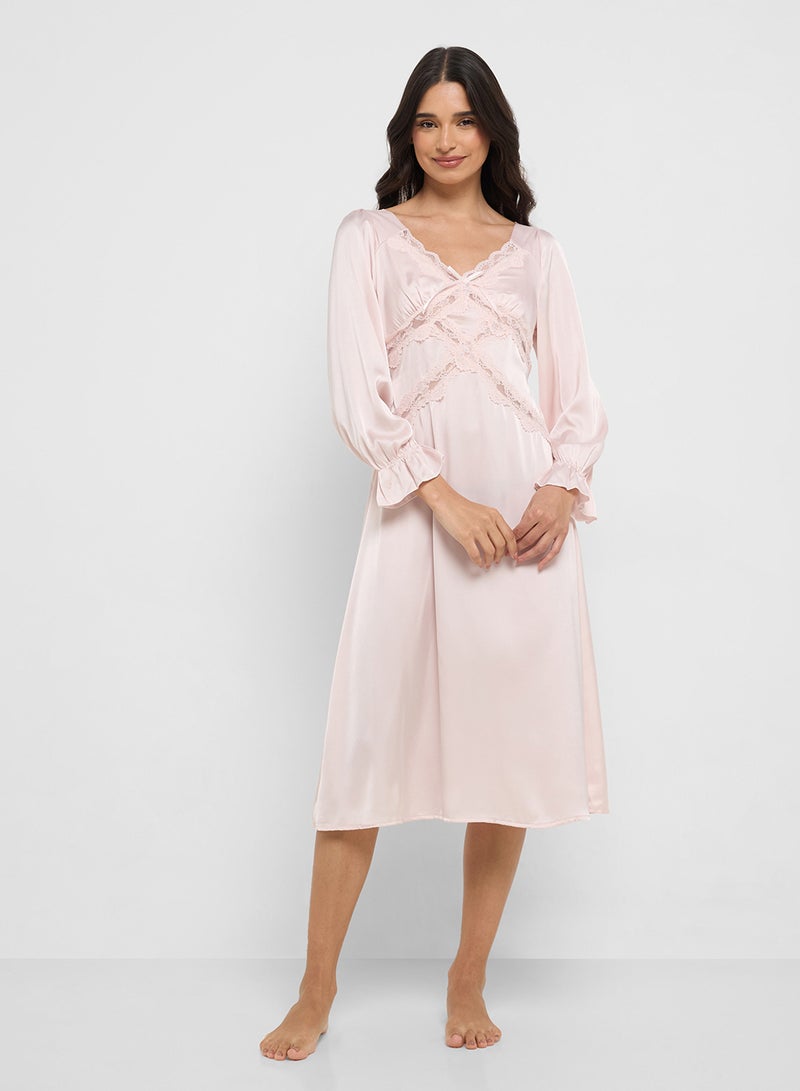 ELLA Nighdress With Lace Trims  - Image 1