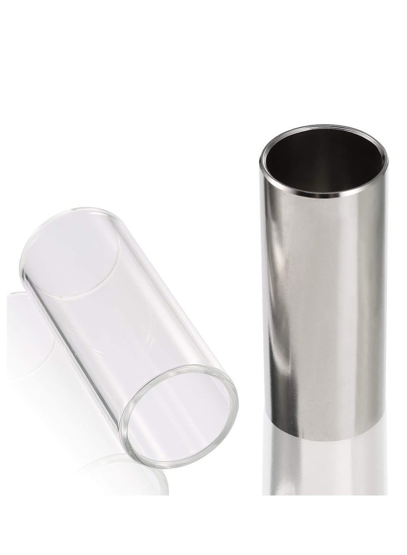 2 Pieces Glass Slide and Stainless Steel Slide in Box,Enhance Your Guitar Playing ,for Guitar, Bass, Medium (6 cm)  - Image 3