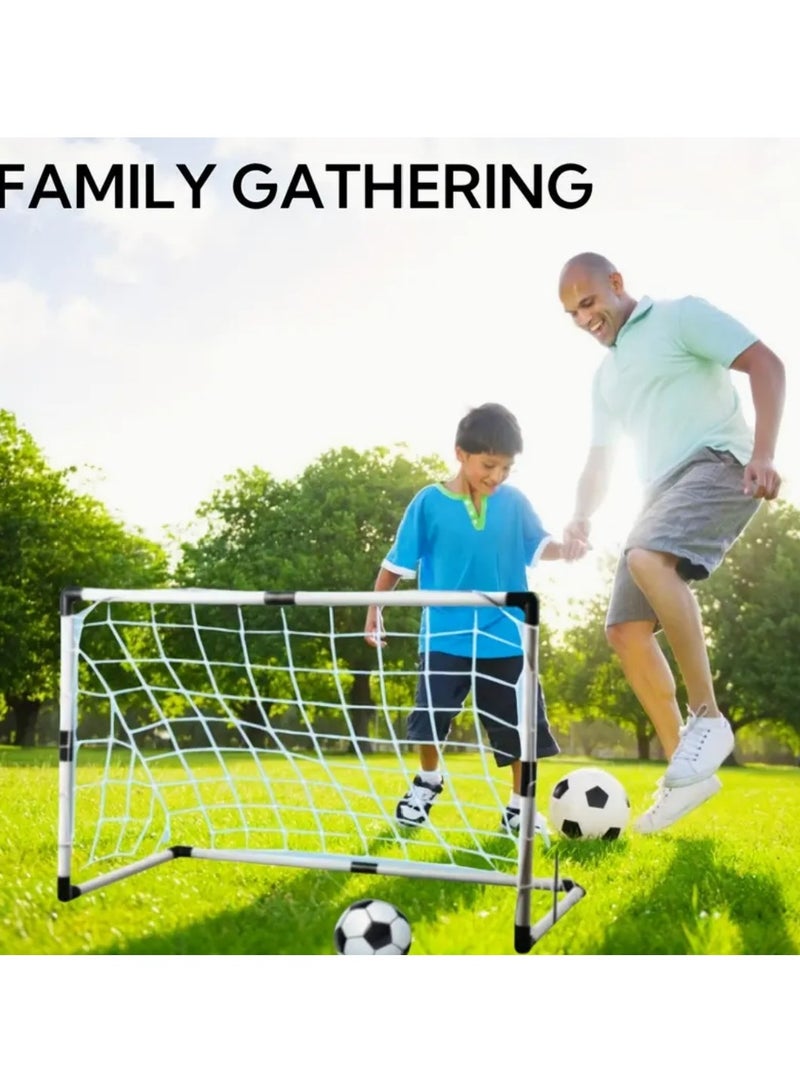 DANIM Compact Soccer Goal Set for Outdoor Fun Perfect for Family Gatherings & Teamwork Exercises, Durable PVC Material, Black/White - Image 1