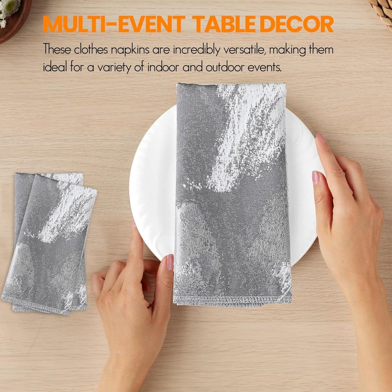 Majestic Giftware Jacquard Cloth Dinner Napkins  NPK1222AMZ  6 Pack Marrowed Napkins in TanSilver Design  Washable  Reusable Cloth Napkins Set for Weddings Restaurants 18 x 18 - Image 3