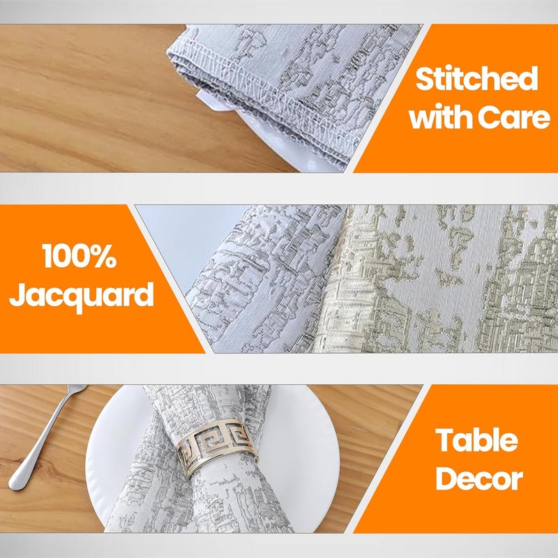 Majestic Giftware Jacquard Cloth Dinner Napkins  NPK1222AMZ  6 Pack Marrowed Napkins in TanSilver Design  Washable  Reusable Cloth Napkins Set for Weddings Restaurants 18 x 18 - Image 5
