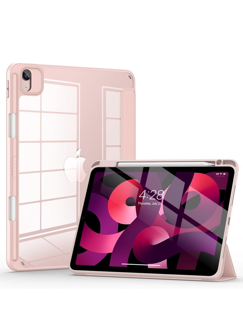 EVO Hybrid Case Compatible with iPad Pro 11 Inch (2022/2021/2020/2018, 4th/3rd/2nd/1st Generation) - Ultra Slim Shockproof Clear Cover w/Pencil Holder, Auto Wake/Sleep, Pink  - Image 1