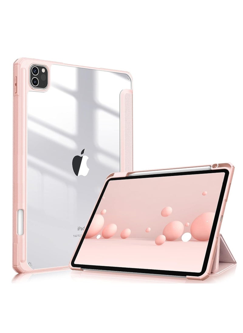 EVO Hybrid Case Compatible with iPad Pro 11 Inch (2022/2021/2020/2018, 4th/3rd/2nd/1st Generation) - Ultra Slim Shockproof Clear Cover w/Pencil Holder, Auto Wake/Sleep, Pink  - Image 2