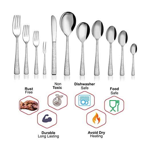 Shri & Sam Stainless Steel Impressa Hammered Tea Fork,6 Pieces - Image 5