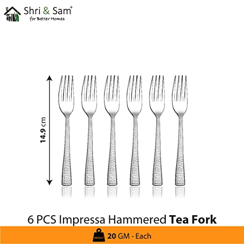 Shri & Sam Stainless Steel Impressa Hammered Tea Fork,6 Pieces - Image 2
