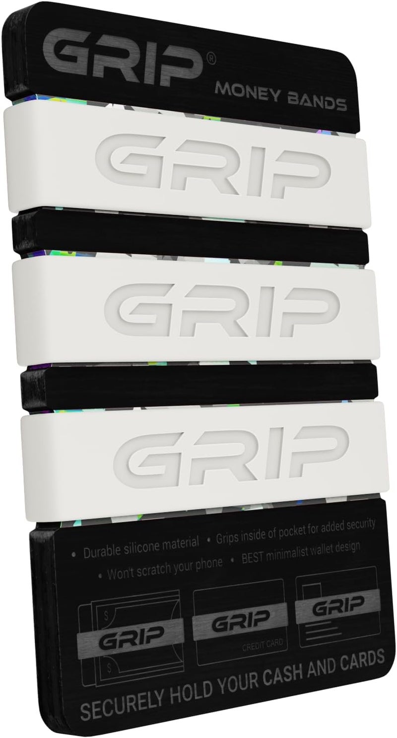 Grip Money Bands (Pack of 3) - WHITE - Premium Silicone Band for Cash & Cards - Slim & Durable Design - Image 2