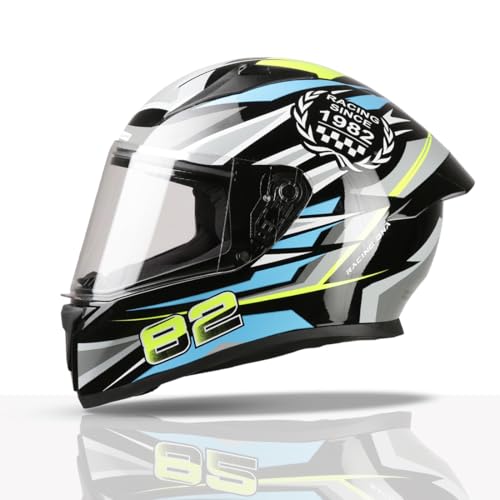 TVS Racing Titan Series Full Face Helmet for Men | Premium Bike Helmets with ABS Shell, UV Paint | Quick Release System | Aerodynamic Design | DOT & ISI Certified (Green, L) - Image 1