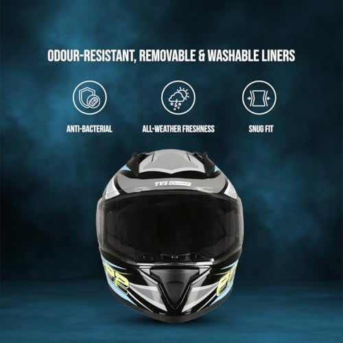 TVS Racing Titan Series Full Face Helmet for Men | Premium Bike Helmets with ABS Shell, UV Paint | Quick Release System | Aerodynamic Design | DOT & ISI Certified (Green, L) - Image 4