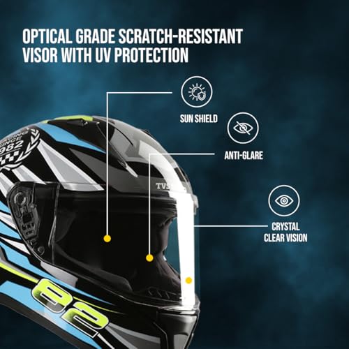 TVS Racing Titan Series Full Face Helmet for Men | Premium Bike Helmets with ABS Shell, UV Paint | Quick Release System | Aerodynamic Design | DOT & ISI Certified (Green, L) - Image 5