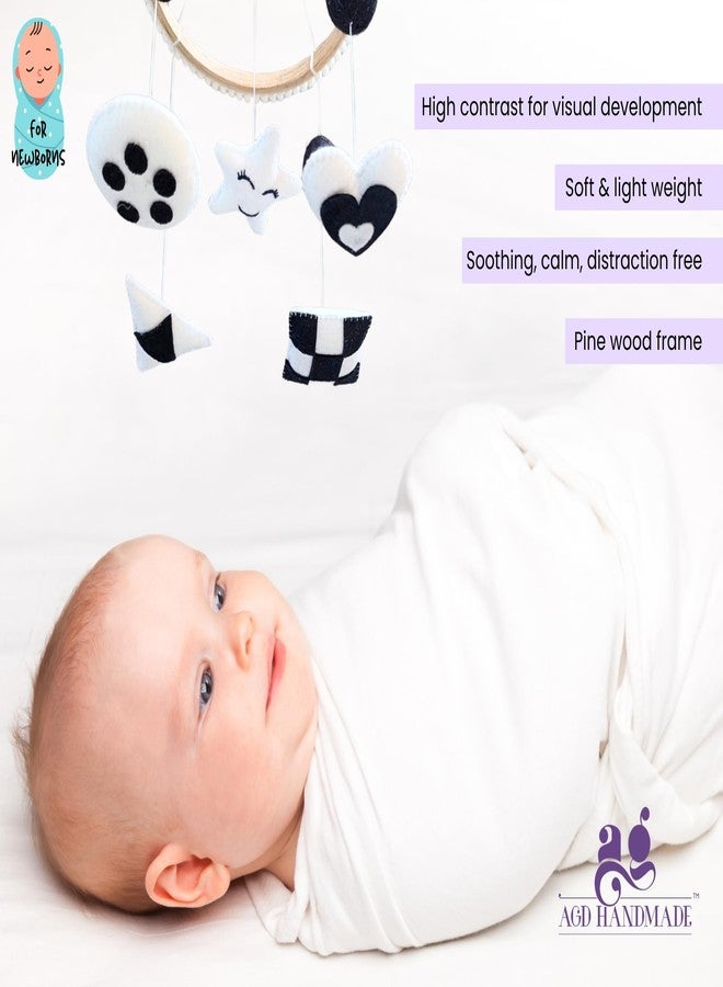 AGD Handmade High Contrast Newborn Baby Mobile, Black & White Visual Development Stimulation Hanging Toy for 0-3 Months, New Born Baby Gift, Improves Eye Tracking & Brain Growth - Image 3