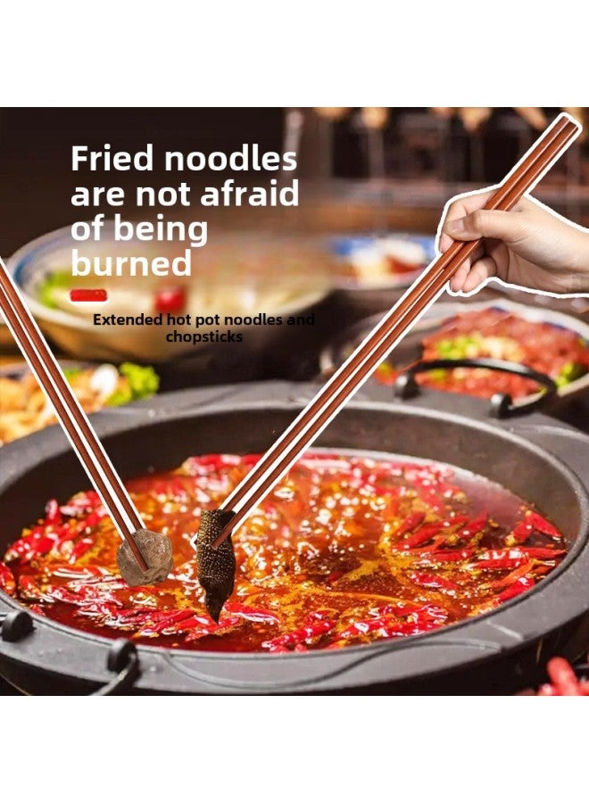 Lengthened Hot Pot Chopsticks Red Sandalwood Commercial Catering Restaurant Noodle Restaurant Special Chopsticks Paint-free Wax-free Lettering Fried Chopsticks-Specifications:42cm-natural Chicken Wing Wooden Chopsticks  - Image 3