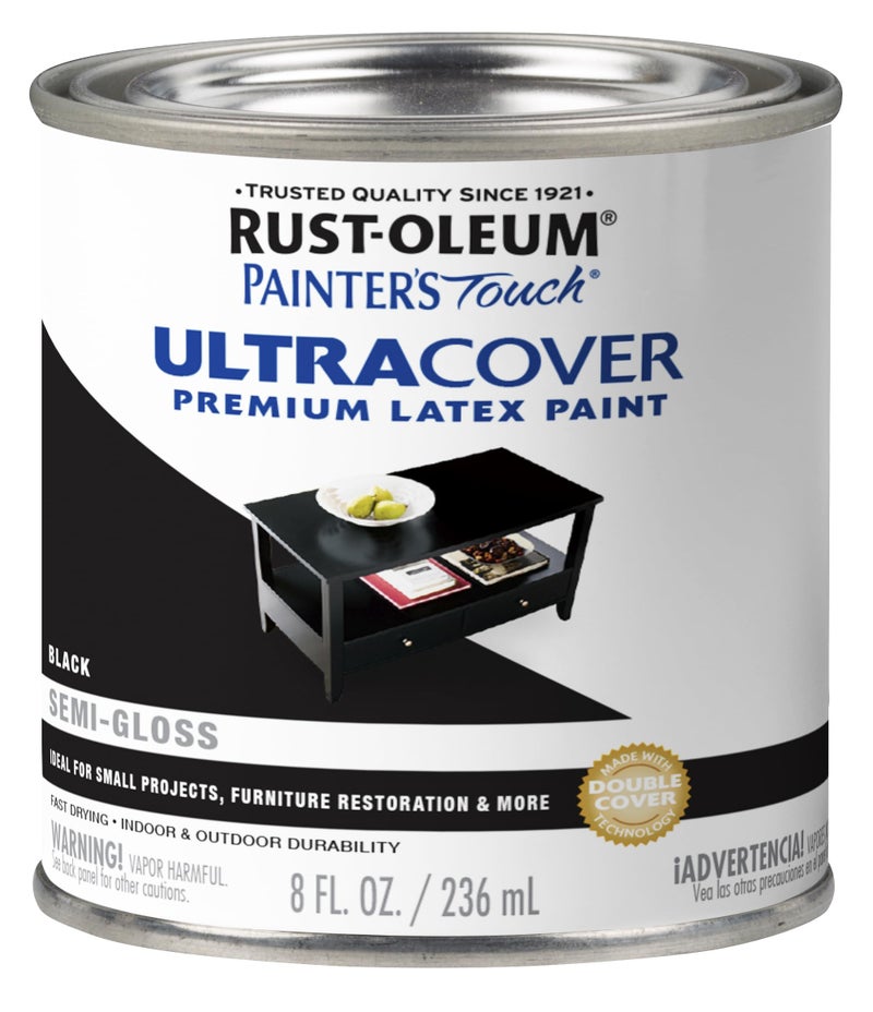 Rust-Oleum 1974730 Painter's Touch Enamel Latex Paint, Half Pint, Semi-Gloss Black 8 Fl Oz (Pack of 1) - Image 1