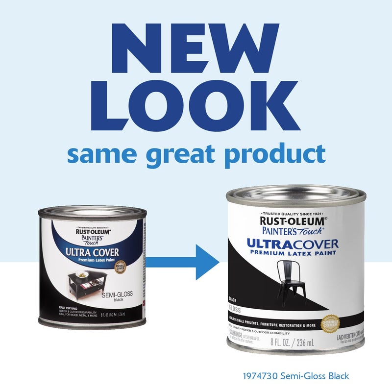Rust-Oleum 1974730 Painter's Touch Enamel Latex Paint, Half Pint, Semi-Gloss Black 8 Fl Oz (Pack of 1) - Image 2