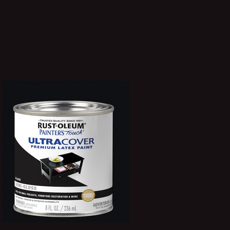 Rust-Oleum 1974730 Painter's Touch Enamel Latex Paint, Half Pint, Semi-Gloss Black 8 Fl Oz (Pack of 1) - Image 3