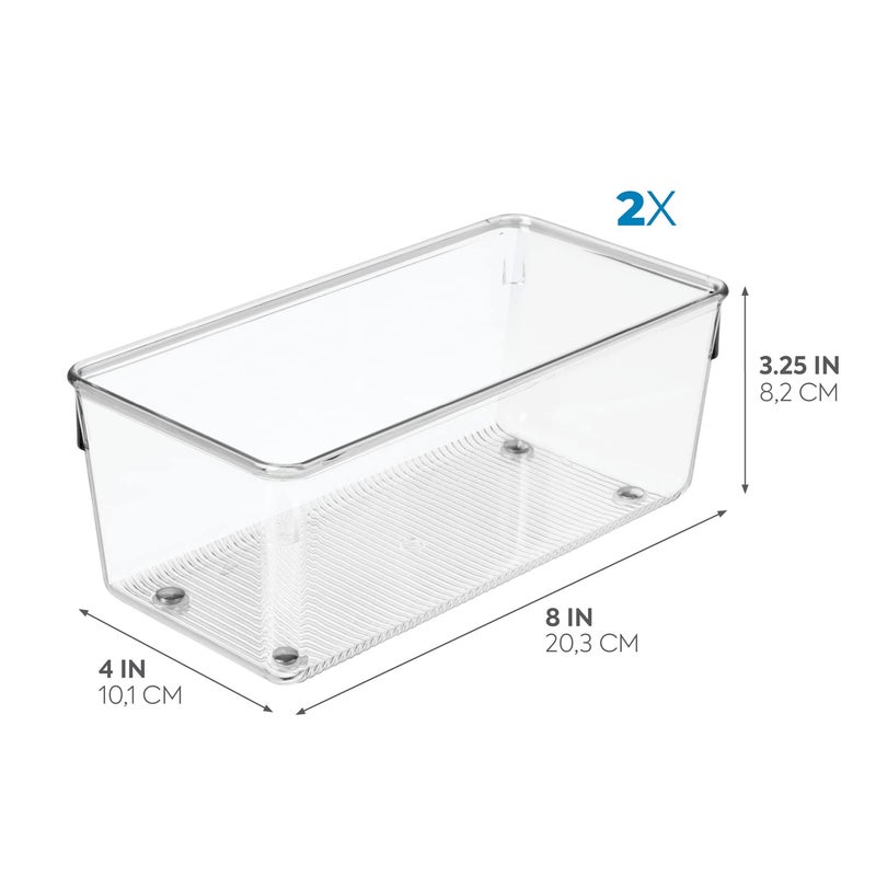 InterDesign iDesign Plastic Drawer Organizer for Kitchen, Bathroom, and Desk Drawers, Set of 2, Clear - Image 2