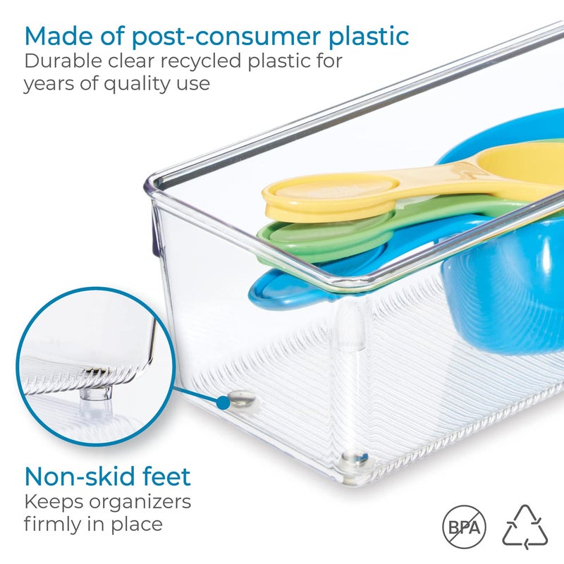 InterDesign iDesign Plastic Drawer Organizer for Kitchen, Bathroom, and Desk Drawers, Set of 2, Clear - Image 4