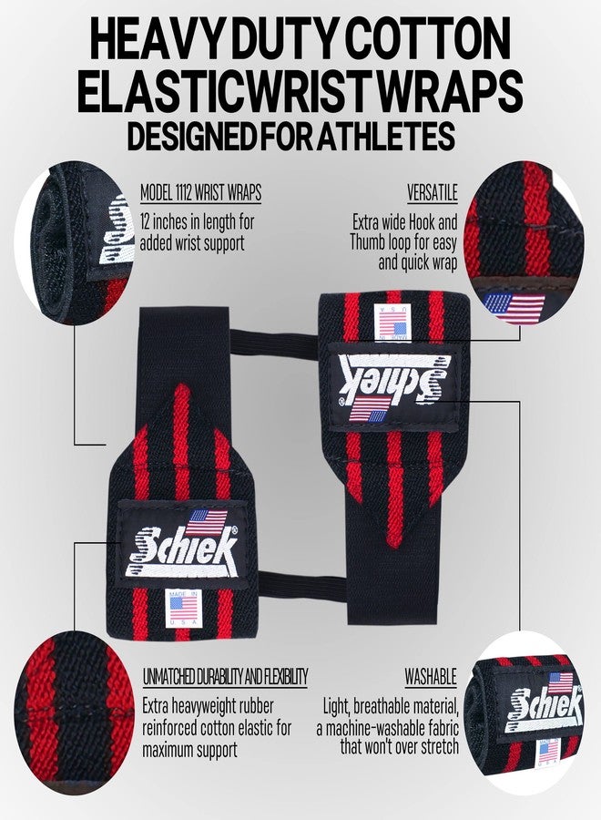 Schiek Sports Model 1112 Heavy Duty 12" Wrist Wraps - Black/Red - Image 5