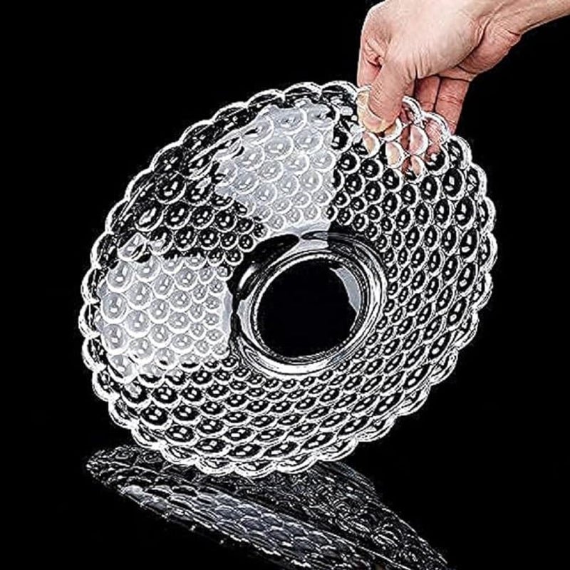 Luxansa Crystal Clear Round Serving Tray Fruit Bowl Plate for Dining Table Crystal Decoration Serving Dry Fruits Bowl Set Flower Shaped Gifting Dinnerware Serving - Image 2