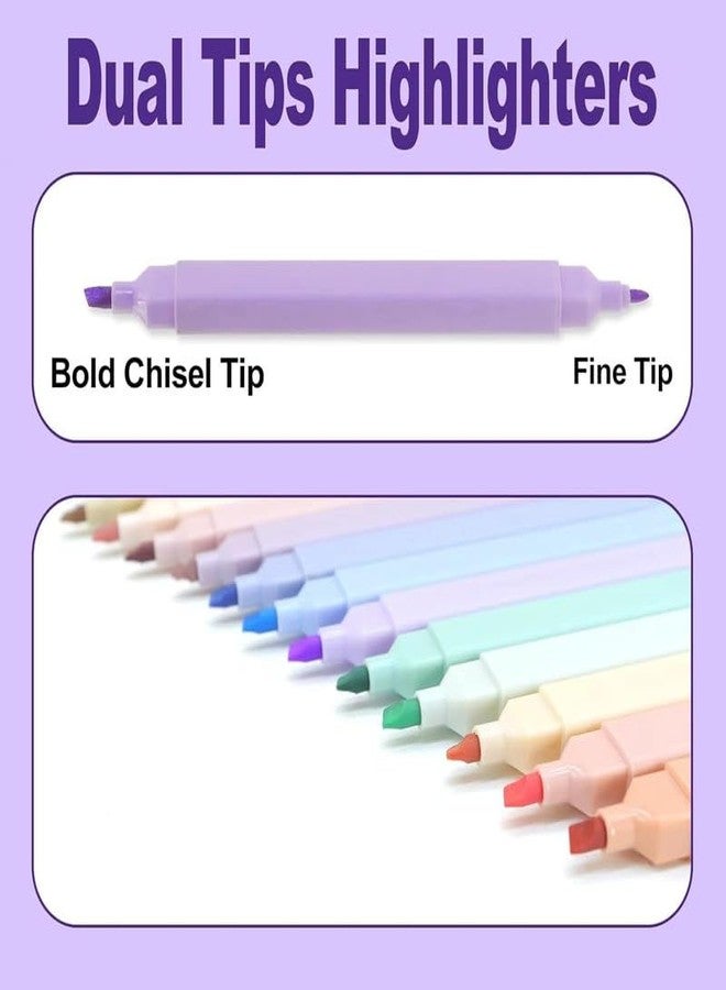 Dornoma 6 Pcs Pastel Aesthetic Dual Tip Highlighters - Cute Bible Highlighter Pens with Chisel and Fine Tip, No Bleed Fast Dry Highlighter Markers for Study, School, Office - Image 3