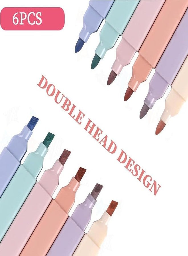 Dornoma 6 Pcs Pastel Aesthetic Dual Tip Highlighters - Cute Bible Highlighter Pens with Chisel and Fine Tip, No Bleed Fast Dry Highlighter Markers for Study, School, Office - Image 5