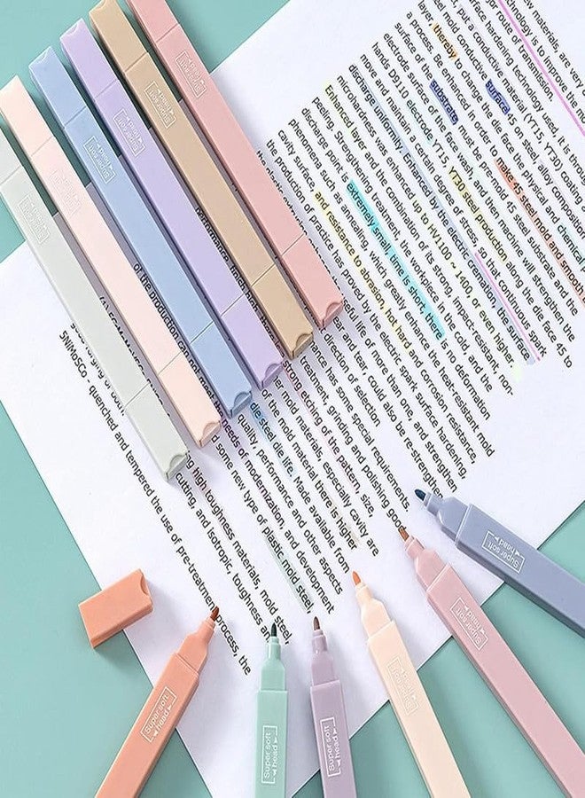 Dornoma 6 Pcs Pastel Aesthetic Dual Tip Highlighters - Cute Bible Highlighter Pens with Chisel and Fine Tip, No Bleed Fast Dry Highlighter Markers for Study, School, Office - Image 2