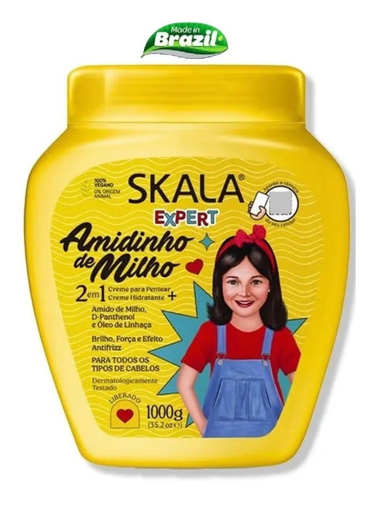Skala Amidinho de Milho Cream for Moisturizing and Strengthening Children’s Hair - All Kids Hair Treatment 1000g - Image 1