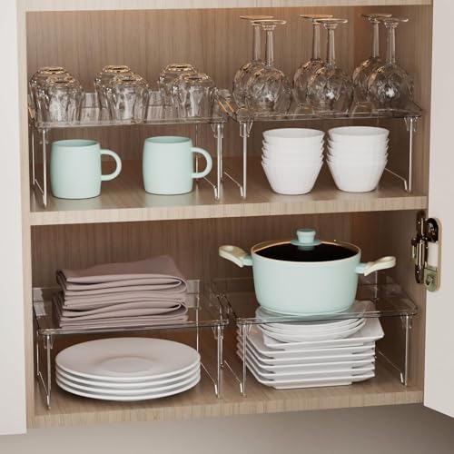 Zollyss 2 Piece Stackable Kitchen Rack Stand | 30cm x 21.3cm x 16cm | Clear Plastic Spice Rack Organizer | Ideal for Spices, Jars, and Pantry Items - Image 4