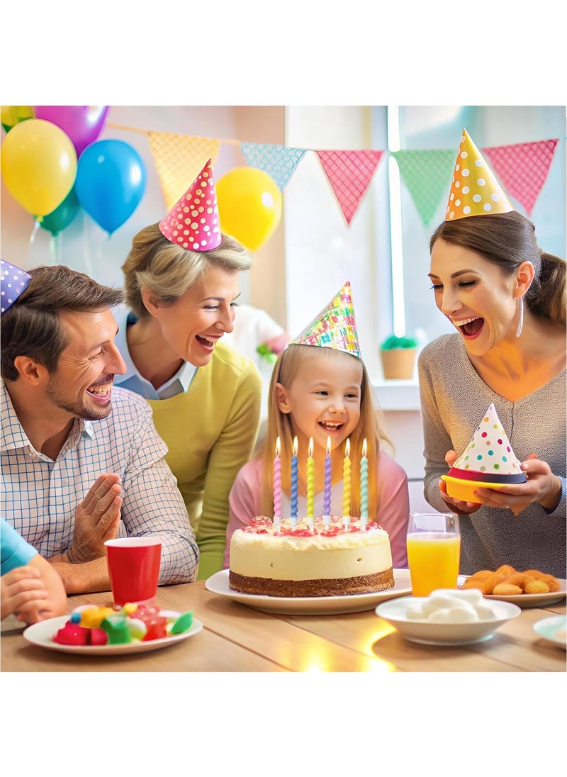 6-Count Rainbow Birthday Candle with Holders Colourful Spiral Long Cake Candles for Birthday Wedding & Cake Decorations
