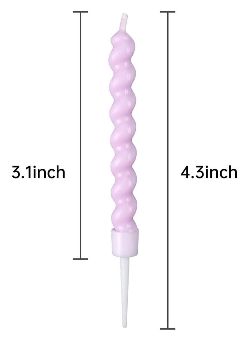 6-Count Rainbow Birthday Candle with Holders Colourful Spiral Long Cake Candles for Birthday Wedding & Cake Decorations