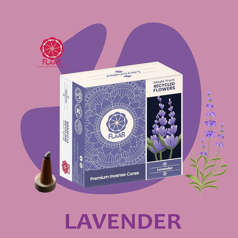 FLAAR FLAAR Premium Dhoop Cones Made with Recycled Flowers HandMade Dhoop 200 GramTotal 100 Cones Pack of Lavender and Mogra Fragrance  - Image 4