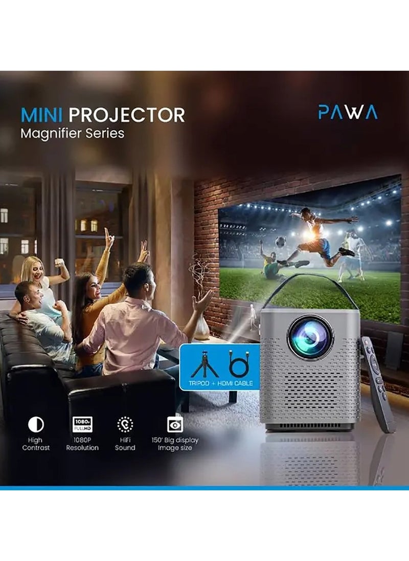 Pawa - Magnifier Series Mini projector / High Contrast / Eye Protection / Mirror Casting / Support Wi-Fi Display - Grey - Image 1