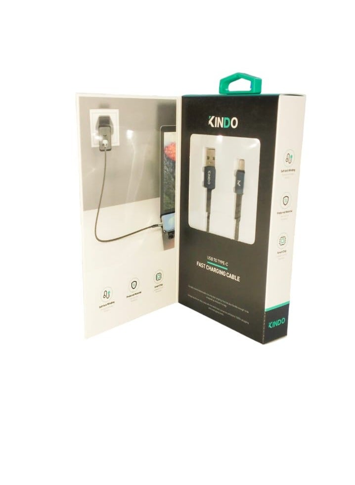 كيندو كابل USB إلى النوع C 5.0A سلك شحن سريع مجدول من النايلون. 1000 مللي متر/480 ميجابت في الثانية - Image 2