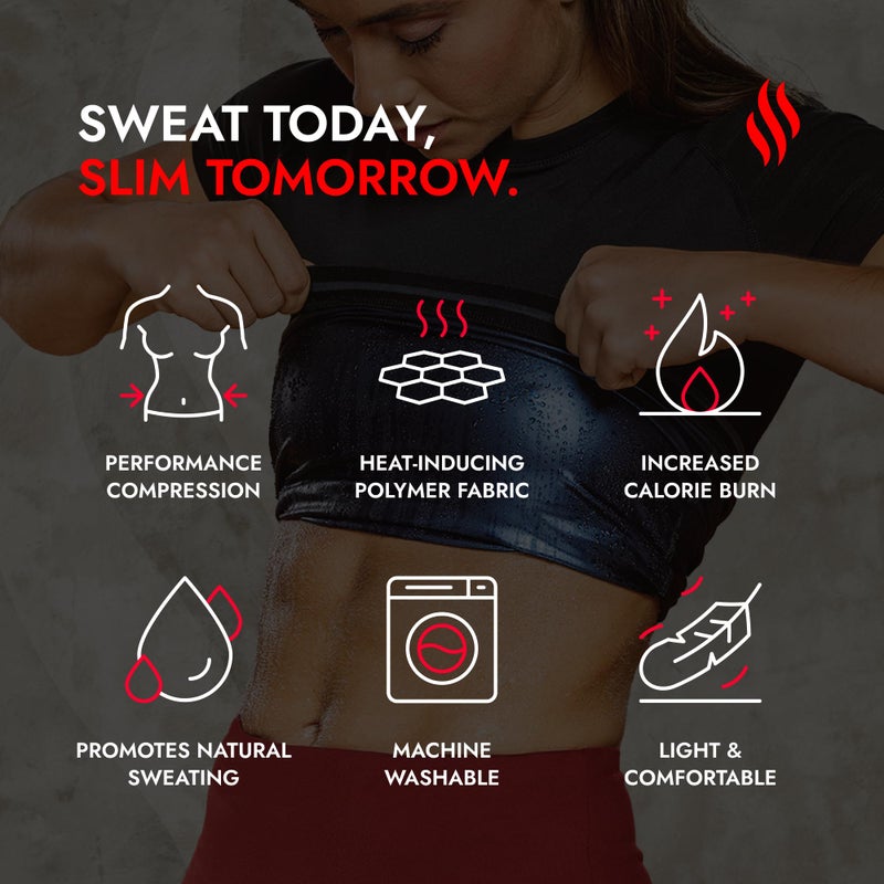 Sweat Shaper Womens Heat Trapping Sauna Shirt - Shaper Sweat Vest Compression Shapewear for Women - Sauna Suit Top to Sweat More & Look Great - Gym Workout Excercise Heat Shaper Shirt (Black, Large) - Image 5