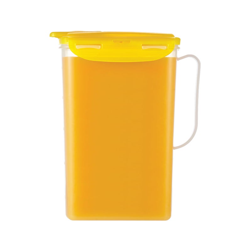 LocknLock Aqua Fridge Door Water Jug with Handle BPA Free Plastic Pitcher with Flip Top Lid Perfect for Making Teas and Juices 2 Quarts Yellow