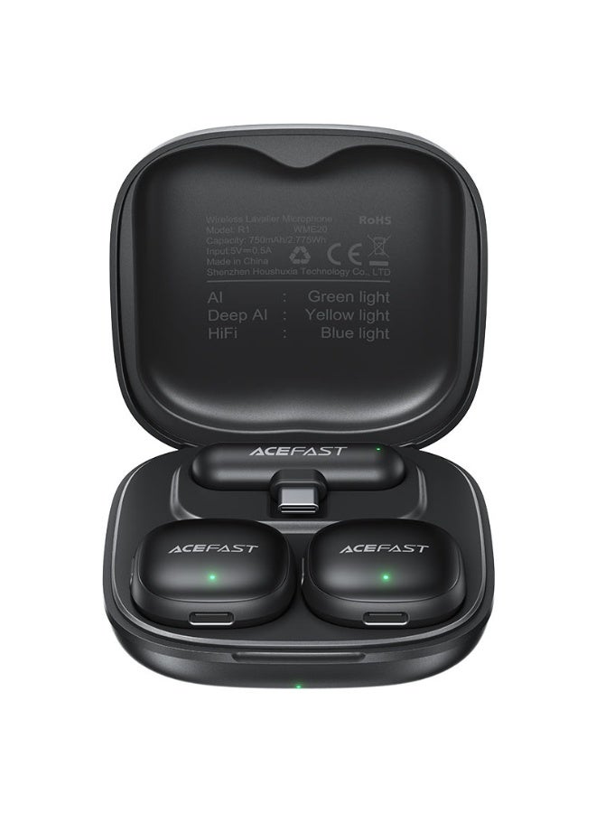 ACEFAST R1 Dual Wireless lavalier microphones, 48kHz 24bit, Recording, AI Noise Reduction, 50m Transmission, 25ms Low Latency, Dual Mic with Charging Case - Image 2