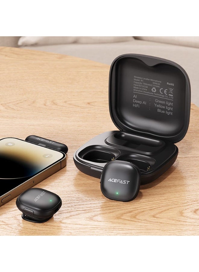 ACEFAST R1 Dual Wireless lavalier microphones, 48kHz 24bit, Recording, AI Noise Reduction, 50m Transmission, 25ms Low Latency, Dual Mic with Charging Case - Image 4