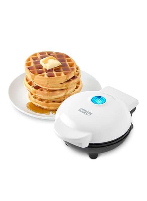 Dash DASH Mini Maker for Individual Waffles Hash Browns Keto Chaffles with Easy to Clean NonStick Surfaces 4 Inch White 