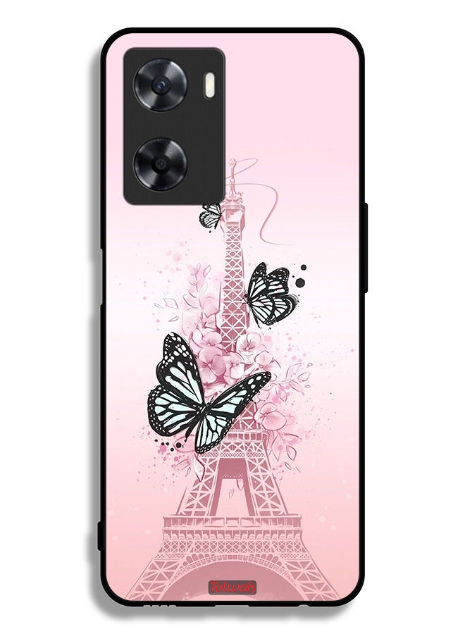 Tolwak Oppo A77 4G Protective Case Cover Butterflies On Eiffel Tower - Image 2