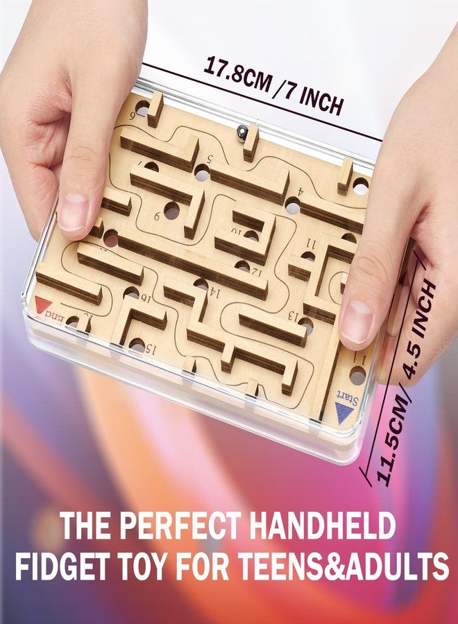 CHEROSIN Handheld Fidget Puzzle Game for Kids and Adults - Challenging Wooden Labyrinth Marble Maze for Teen Boys - Fun Brain Teaser Puzzle Fidget Toys for Travel Stocking Stuffer Party Favor for Kids Ages 8+ - Image 3