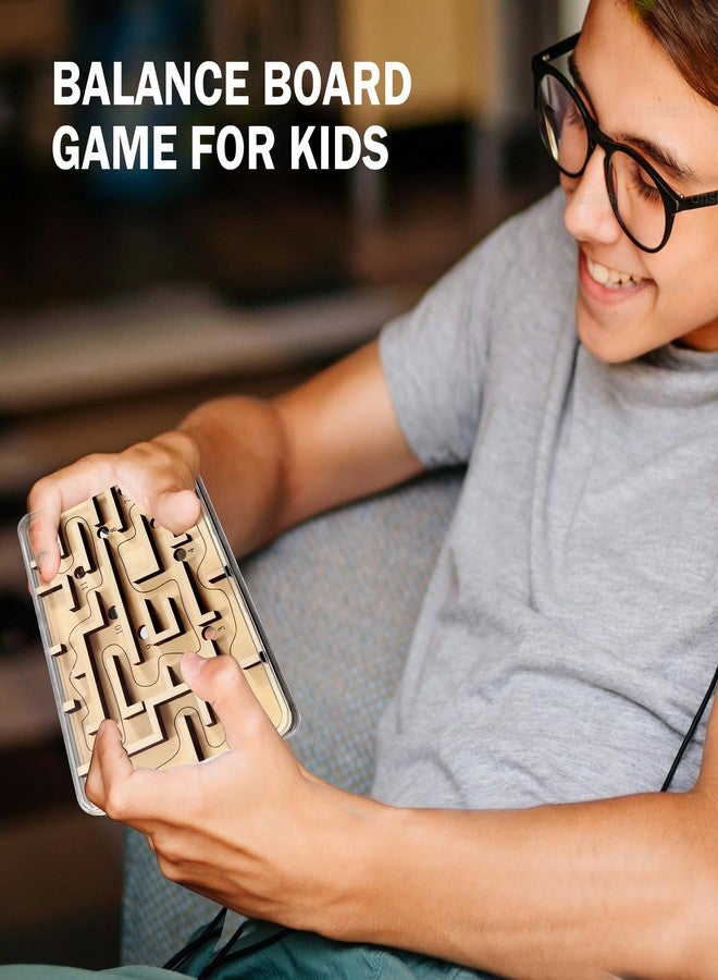CHEROSIN Handheld Fidget Puzzle Game for Kids and Adults - Challenging Wooden Labyrinth Marble Maze for Teen Boys - Fun Brain Teaser Puzzle Fidget Toys for Travel Stocking Stuffer Party Favor for Kids Ages 8+ - Image 5