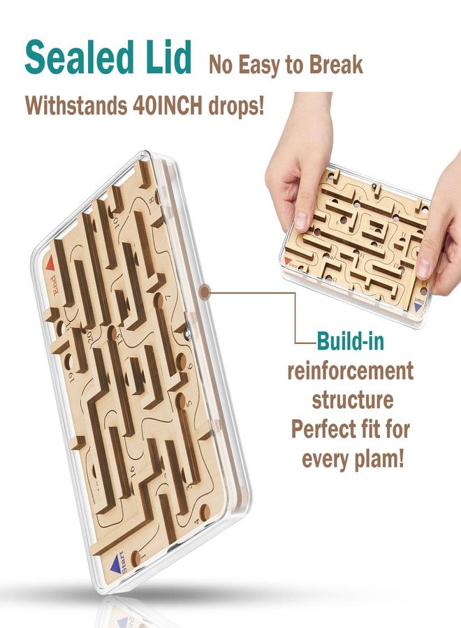 CHEROSIN Handheld Fidget Puzzle Game for Kids and Adults - Challenging Wooden Labyrinth Marble Maze for Teen Boys - Fun Brain Teaser Puzzle Fidget Toys for Travel Stocking Stuffer Party Favor for Kids Ages 8+ - Image 4