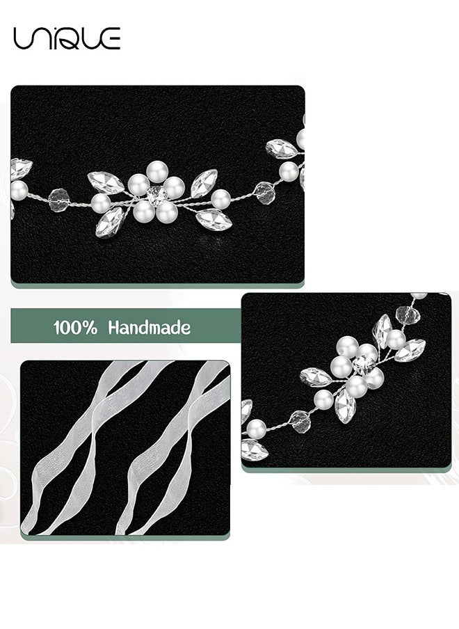 Headbands, Diamond Pearl Bridal Hair Accessories, Silver Headbands, Princess Crystal Pearl Hair Accessories, Bridesmaid Headbands, For Birthdays, Parties, Weddings, etc