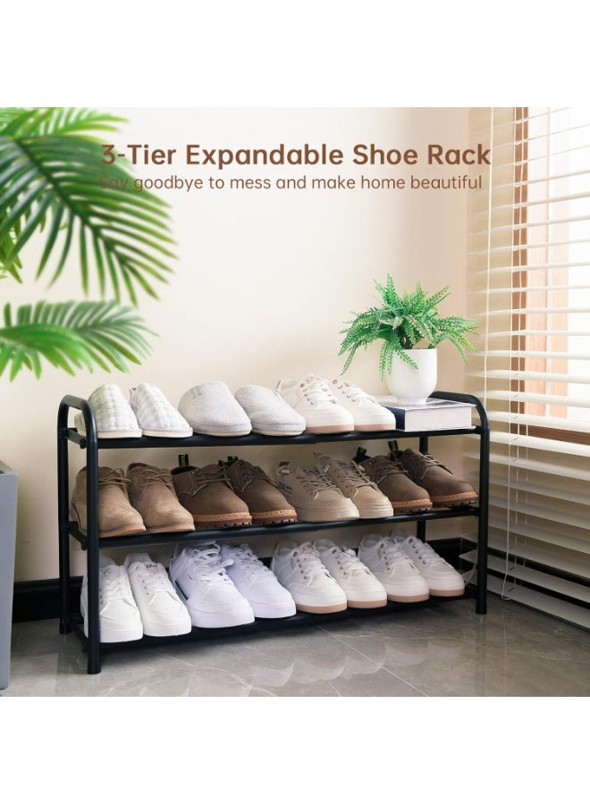 Bukela 3-Tier Expandable Shoe Rack,Adjustable Shoe Shelf Storage Organizer Heavy Duty Metal Free Standing Shoe Rack for Entryway Closet Doorway (Black) - Image 4