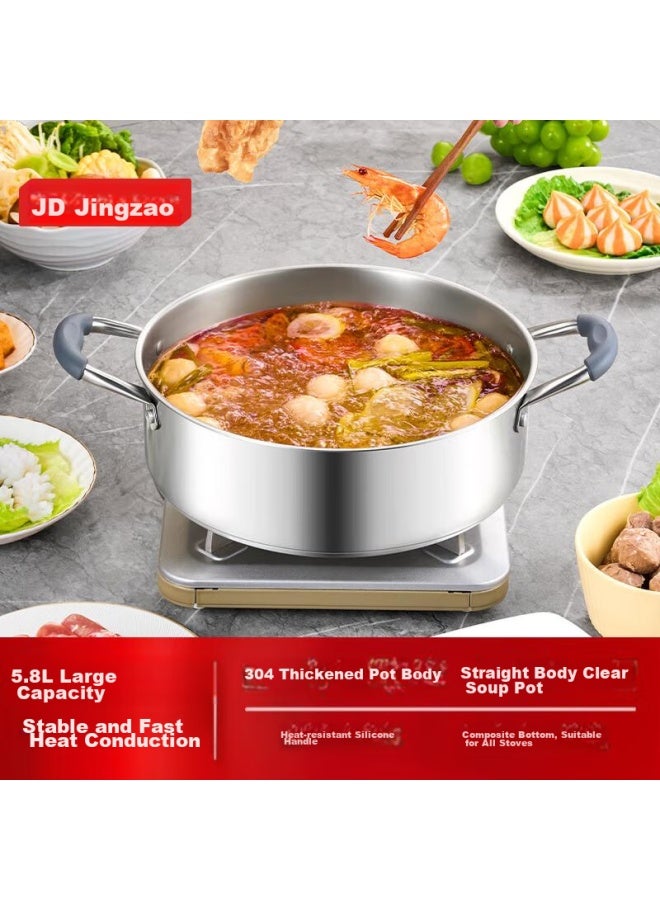 Thickened Household Soup Pot, 304 Stainless Steel, For Home Use, Suitable For Clear Soup, Compatible With Induction Cooker, Inner Diameter 28cm - Image 1
