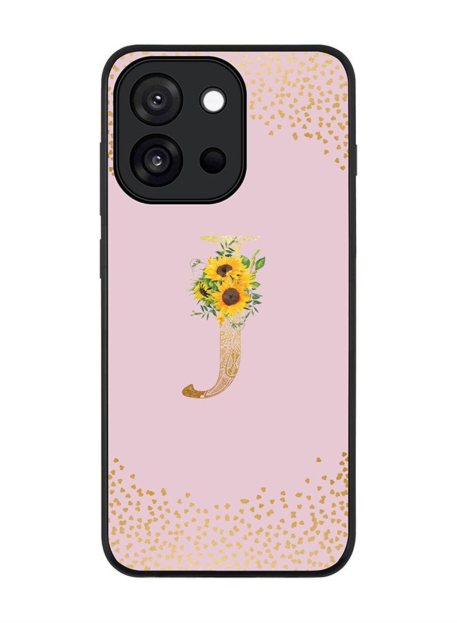 For OnePlus 13s / 13T Case,Slim fit Camera Protection, Shockproof Thin Phone cover  - Custom Floral Monogram - J  (Pink )