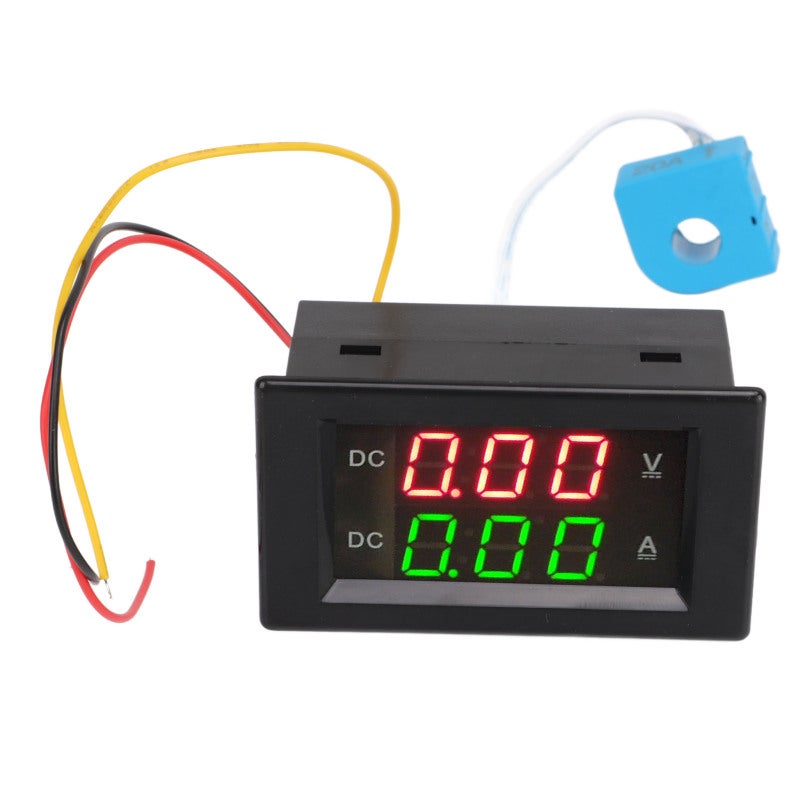 Hall Sensor Current Voltage Meter Dual Digital Display Volt Amp Meter Through Hole Design - Highly Accurate for Car Motorcycle Battery Monitoring - Image 1