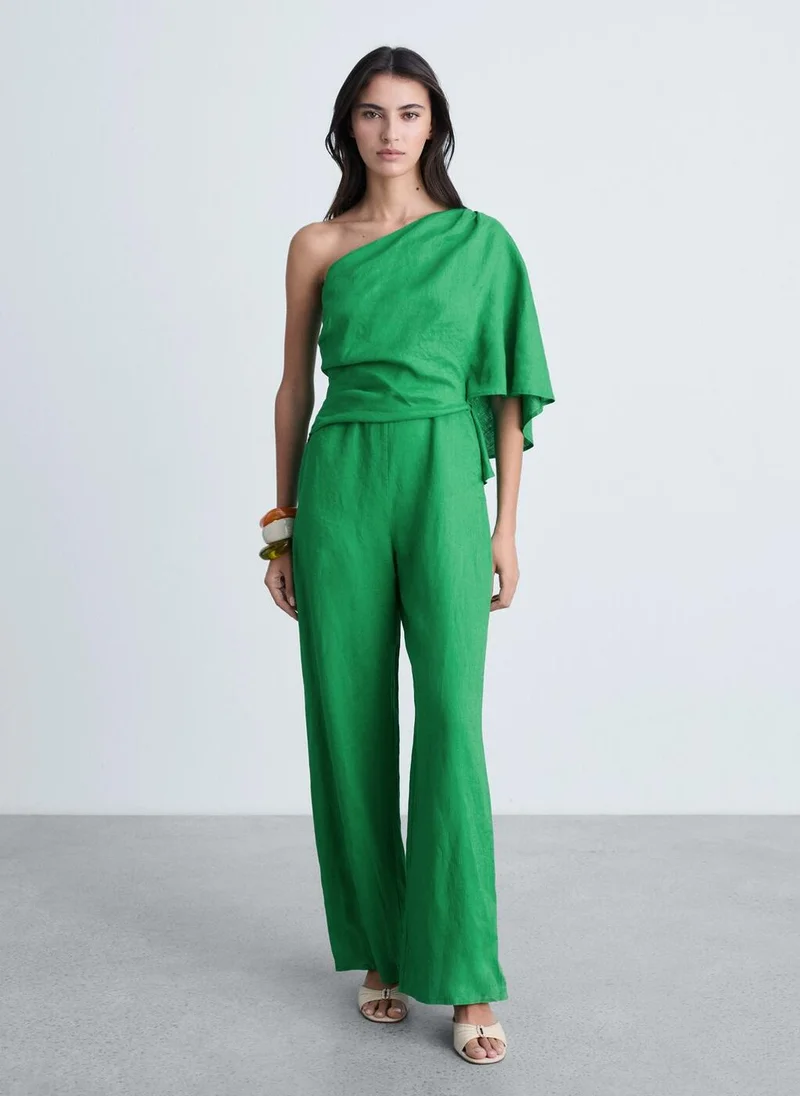 MANGO Asymmetric Linen Jumpsuit