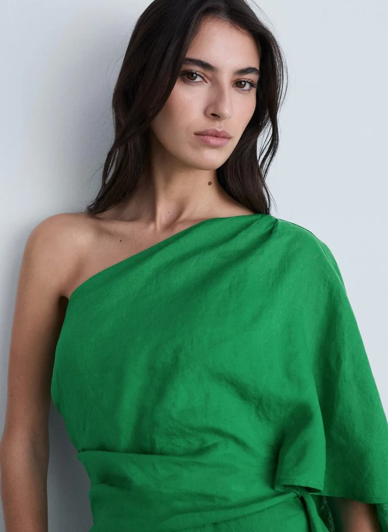 MANGO Asymmetric Linen Jumpsuit
