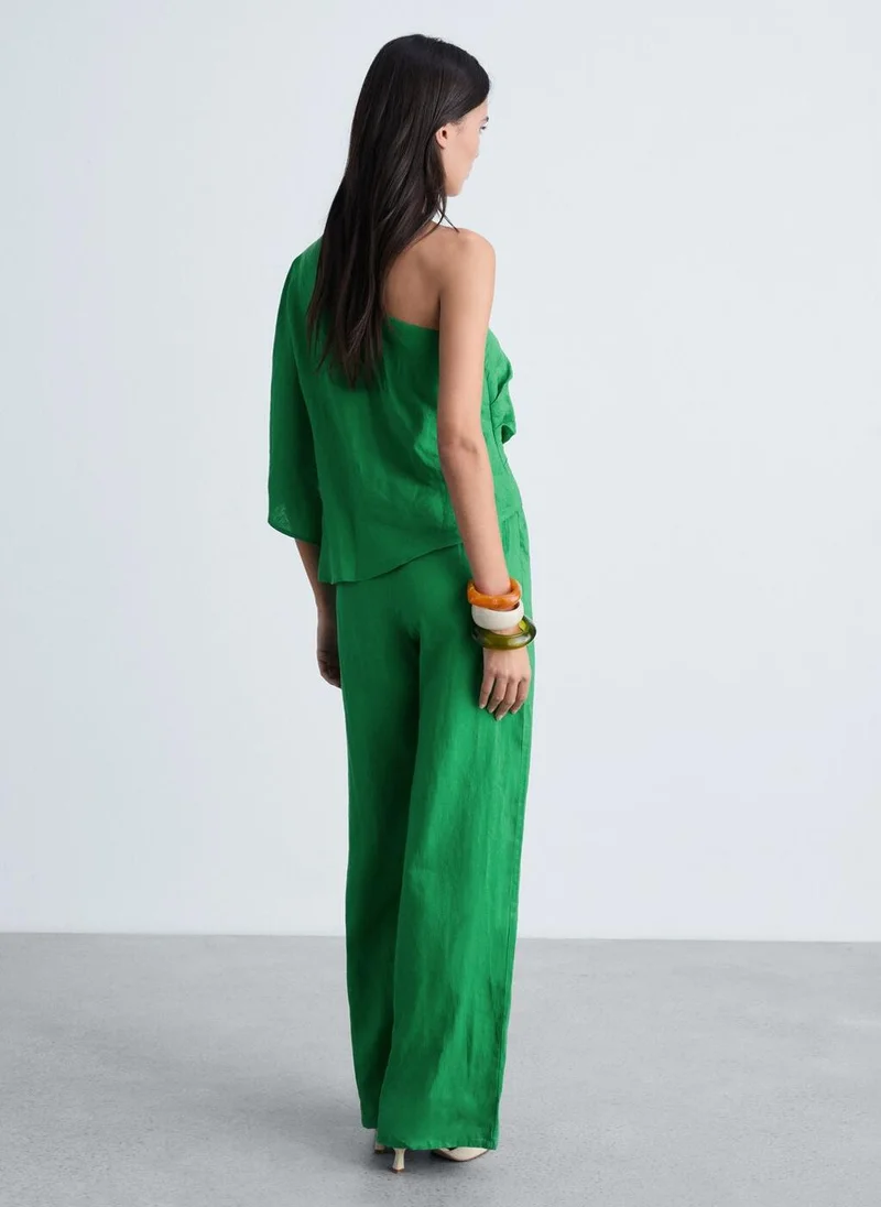 MANGO Asymmetric Linen Jumpsuit