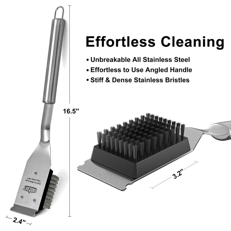 GRILLART Grill Brush and Scraper, Wire BBQ Grill Brush for Outdoor Grill, 16.5” Grill Cleaning Brush BBQ Grill Accessories, Safe Grill Cleaner Brush-Ideal Gift for Men/Dad BBQ Brush for Grill Cleaning - Image 2